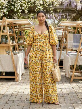 Free People "Printed Amy Jumpsuit" Size XL